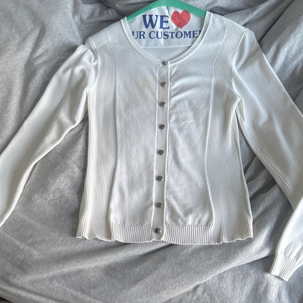 Karen Millen White Button-Down Cardigan